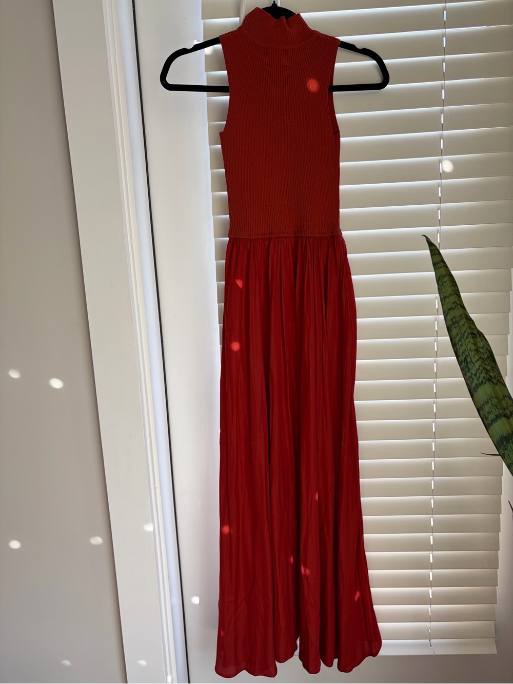 Elan Sleeveless Rust Maxi Dress with High Neck - Picture 2 of 3